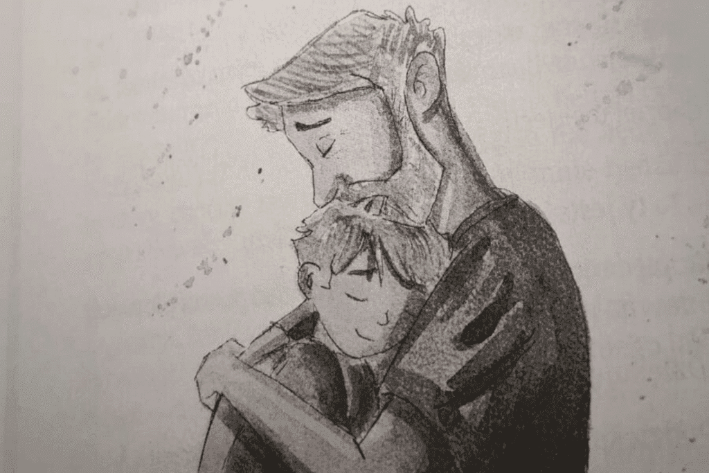 Rysunek chłopca i mężczyzny