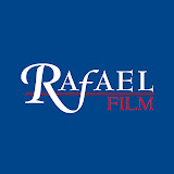 Logo „Rafael Film” na niebieskim tle, z napisem w białym i czerwonym kolorze.